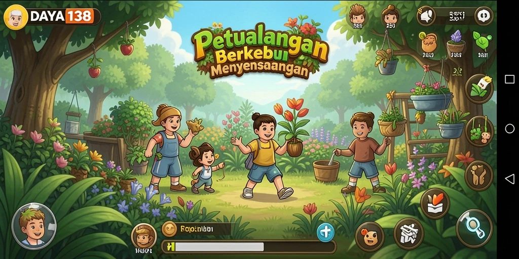 Screenshot menunjukkan petualangan seru dalam mengelola kebun.