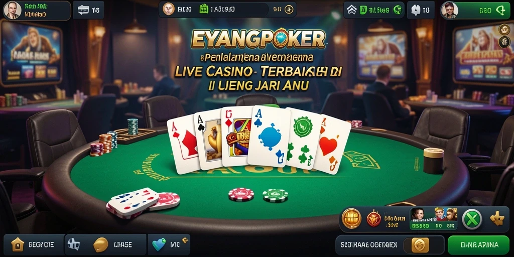 Screenshot menampilkan dealer profesional di EYANGPOKER dengan gameplay yang menarik.