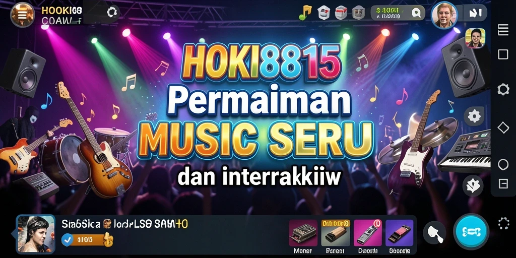 Screenshot utama HOKI8815 menunjukkan gameplay musik yang interaktif.