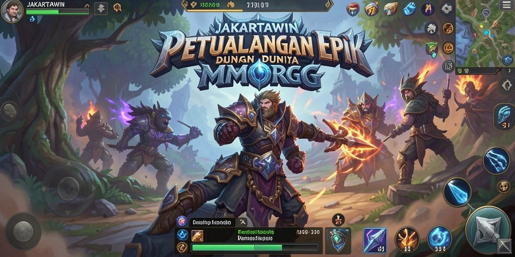 Tangkapan layar utama JAKARTAWIN menampilkan aksi seru dalam pertempuran MMORPG.