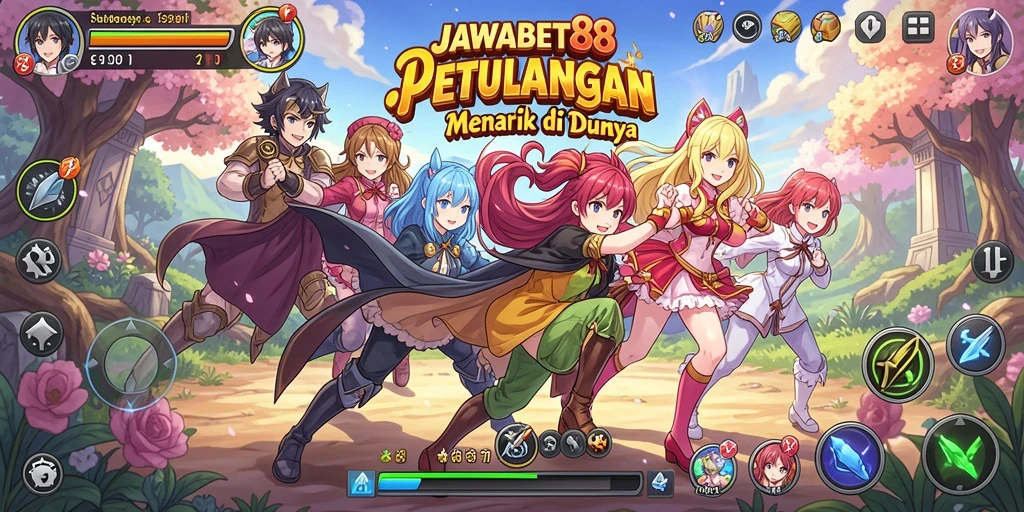 Screenshot utama JAWABET88 menampilkan pertempuran karakter anime yang epik.