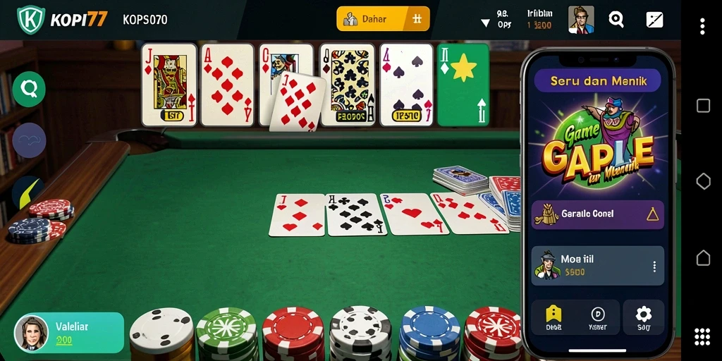 Screenshot KOPI77 menampilkan gameplay Gaple yang seru dan menarik.