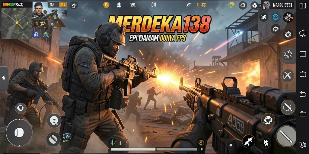 Tangkapan layar dari gameplay intens MERDEKA138 di tengah pertempuran.