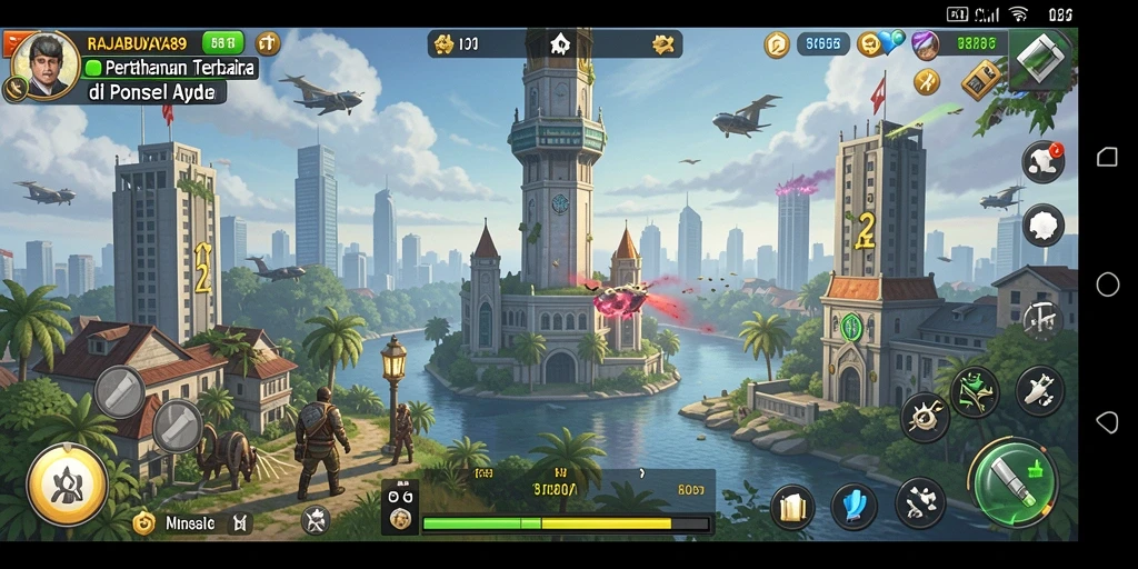 Tampilan gameplay menegangkan dari RAJABUAYA89 di level pertahanan.