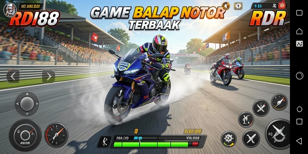 Tampilan seru dari gameplay balap motor RDI88.
