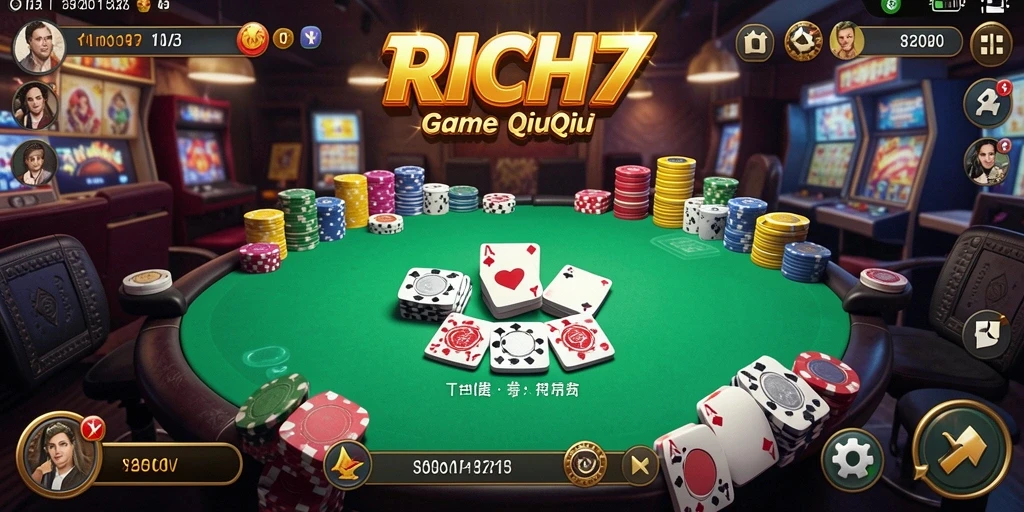 Tampilan gameplay RICH7 dengan pemain yang penuh semangat.