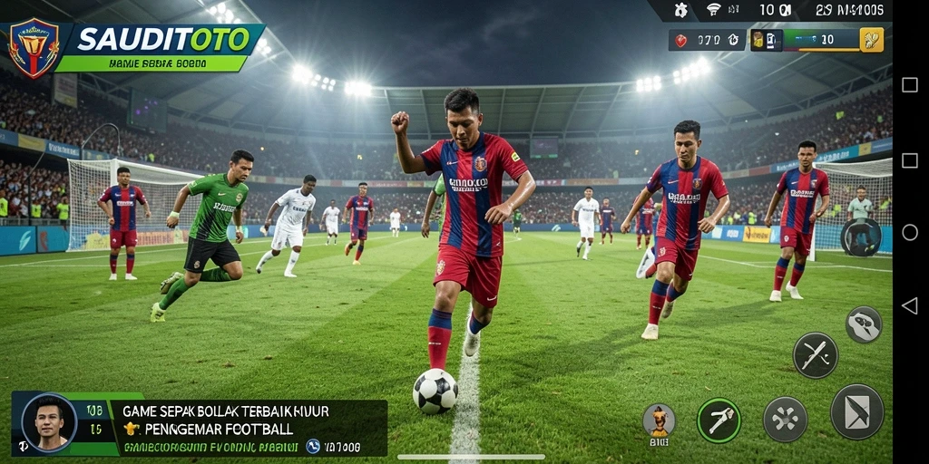 Tampak gameplay menyerupai pertandingan sepak bola nyata.