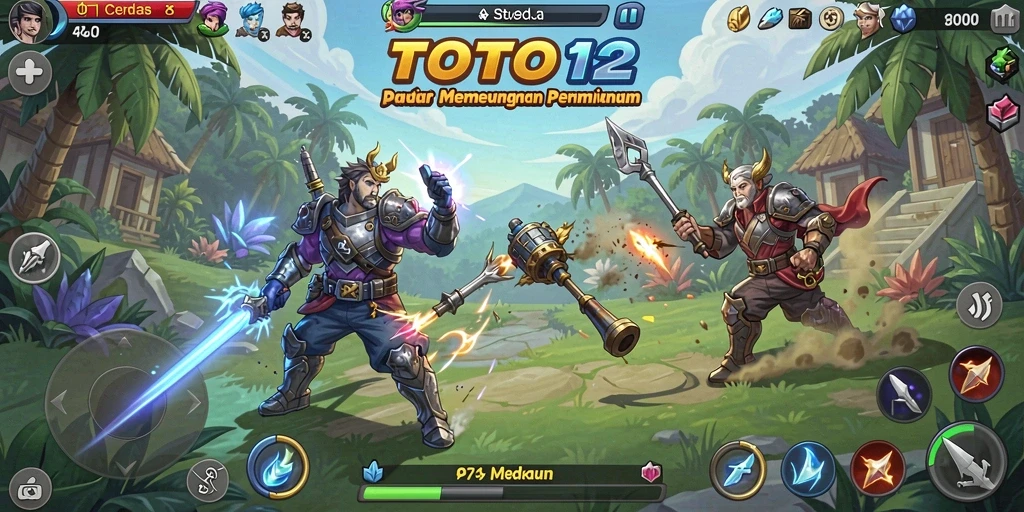 Screenshot gameplay TOTO12 menampilkan aksi strategi yang mendalam.