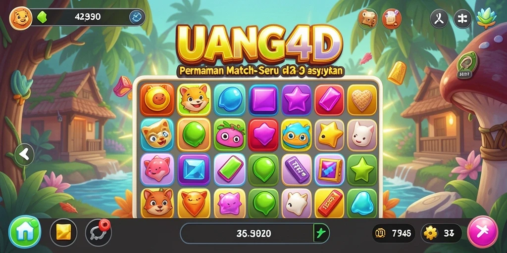 Tampilan gameplay seru di UANG4D dengan banyak level Match-3.